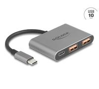 DeLOCK Hub USB de 3 puertos de 10 Gbps con USB Type-C™ a 1 USB Type-C™ + 2 USB Typ-A