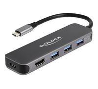 Delock Hub USB de 3 Puertos y Salida HDMI 4K con USB Type-C™.