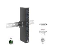 Delock IndustriE-Hub 16 X Usb 5 Gbps TypE-A Mit 8 Kv EsD-Schutz Und Hutschienenbefestigung