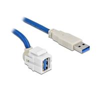 DeLOCK Keystone Módulo USB 3.0 A Hembra 250° > USB 3.0 A Macho con Cable Blanco