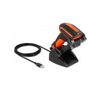 DeLOCK Lector de Códigos de Barras Portátil 1D/2D Industrial con Carga Inductiva, Bluetooth 4.1 y RF 2.4 GHz, 1280x800 Pixeles, Negro/Naranja