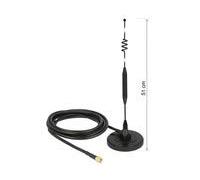 DeLOCK LTE Antena SMA Conector 6dBi Fijo omnidirektional magnético con standfus y Cable de conexión (RG 58, 3 m) Outdoor Negro