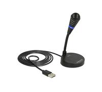 DELOCK Micrófono USB con Cuello de Cisne para portátil y Ordenador, Plug & Play, Ideal para Juegos, Podcast, Skypen y Cantar, con Touch Mute, 65868