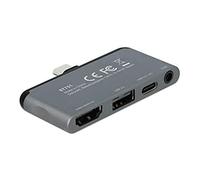 DeLOCK Mini USB C HUB para iPad Pro, 4 en 1, Adaptador USB C con HDMI 4K 60 Hz, USB C Powe Delivery 2.0 hasta 100 W, Puerto USB 2.0, Conector para Auriculares de 3,5 mm, 87751