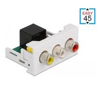 Delock módulo easy 45 3 x puerto rca hembra a puerto rj45 hembra 22.5