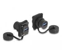 DELOCK Módulo Type-D de USB 3.2 Gen 1 Hembra a USB 3.2 Gen 1 Hembra con Tapa Protectora IP67 contra el Polvo y el Agua Marca