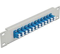 Delock Panel de conexión de Fibra óptica 12 Puertos LC dúplex Azul 1U Gris