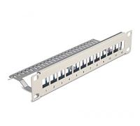 Delock Panel de conexión Keystone 12 Puertos con Barra de Alivio 1U Gris