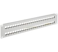 Delock Panel de conexión Keystone 48 Puertos con rieles de Alivio 2U Gris