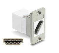DeLOCK Panel Mount HDMI hembra a HDMI hembra diagonal 8K 60 Hz plata/blanco