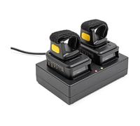 DeLOCK Ringbarcode Scanner 1D/2D con Conectividad 2.4 GHz o Bluetooth Inalámbrica (Pack 2 Unidades) y Base de Carga Incluida para Almacén, Logística y Retail