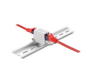 Delock Rj45 Acoplamiento Cat.6A Hembra a Hembra con Tapa Antipolvo para Montaje en carriles de Sombrero, apantallado, Gris/Blanco