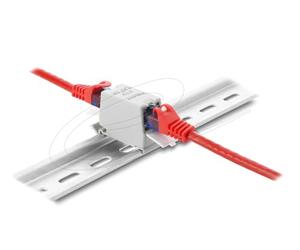 Delock Rj45 Acoplamiento Cat.6A Hembra a Hembra con Tapa Antipolvo para Montaje en carriles de Sombrero, apantallado, Gris/Blanco