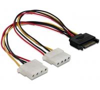 Delock sata 15pin 2x 4pin molex female 20cm - cables de alimentación