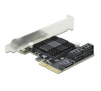 DeLOCK Tarjeta PCIe x4 de 5 Puertos SATA 3.0 Interna de 6 Gbit/s con Cables, Soporte Low Profile y Hot-Swap - Compatible Windows/Linux