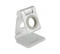 DeLOCK Soporte Activo para Teléfono y Smartwatch, Ajustable, Aluminio Plata, Escritorio, Soporte para Smartphone, Halterung