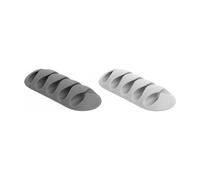DeLOCK Soporte para Cables Autoadhesivo Set 6 Piezas - 18298, 5 Rutas, TPR Gris/Blanco para Escritorio/Pared