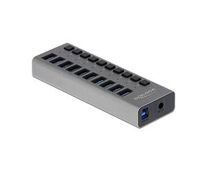 Delock SuperSpeed 63670 - Hub Externo USB con 10 Puertos y conmutador