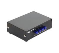 DeLOCK Switch Manual Bidireccional Audio/Video de 4 Puertos, 12 Entradas RCA, 3 Salidas RCA, 87637, Metal Negro