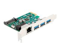 DeLOCK Tarjeta PCI Express x1 a 3 Tomas USB 5 Gbps Tipo-A + 1 Gigabit LAN