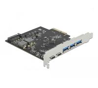 Delock Tarjeta PCI Express x4 a 2 x USB Type-C™ + 3 x USB Tipo A