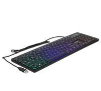 Delock - Teclado USB con Cable (1,5 m, con iluminación RGB), Color Negro