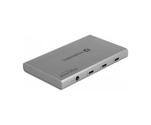 DeLOCK Thunderbolt 4 Hub 3 Puertos con Puerto SuperSpeed USB 10Gbps Tipo A - 8K Resolución, Aluminio Gris, Plug & Play
