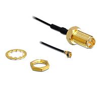 DeLOCK WLAN SMA Antenna Cable - Cable de señal (0,05 m, WLAN, 1x I-PEX M, 1x SMA FM, Male Connector/Female Connector, Negro)