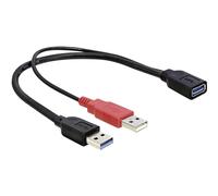 Delock Y-Anschluss USB 2.0 A auf 2x USB 2.0 A Kabel (0,3m), Schwarz/Rot 1 0.30 m