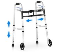 Delog Andador plegable estrecho para personas mayores, ancho ajustable con ruedas de 5 pulgadas, andadores ligeros para personas mayores y adultos, andador médico, andador bariátrico soporta hasta 350