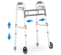 Delog Andador plegable estrecho para personas mayores con liberación de gatillo y ruedas de 5 pulgadas, ligero soporta hasta 300 libras