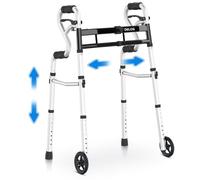 Delog Andador plegable para personas mayores con liberación de gatillo y ruedas de 5 pulgadas, soporta hasta 350 libras