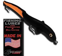Delong Lures - Señuelo perfumado KILR EEL de 8" Musky Pike Cobia de plástico suave, los mejores cebos para agua salada de agua dulce Muskie Northern Pike Cobia (negro/naranja)