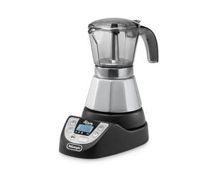 De'Longhi Alicia Plus - Cafetera Moka Eléctrica 2-4 Tazas Negro/Plata | Cafetera Italiana, Moka Eléctrica, 2-4 Tazas, Mantiene el Café Caliente 30 Min, Apagado Automático, Pantalla, EMKP42.B