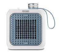 De'Longhi Capsule Desk, Calefactor Cerámico con Ventilador, Silencioso con Diseño Funcional, Rejilla Orientable, Termostato de Seguridad, óptimo para el Escritorio, HFX10B03.LB, 360W, Azul Claro