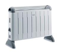 De'Longhi Convector Eléctrico - Calefactor Ligero para Estancias hasta 60 m³, Selector con 2 Niveles de Potencia, Asas, Calefacción Personalizada, Termostato de Seguridad, 2000W, Blanco/Gris (HCM2030)