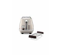 De'Longhi CTOV 2103.BG Tostadora, 900 W, 0 Decibeles, Acero Inoxidable, 2 Ranuras, Cream