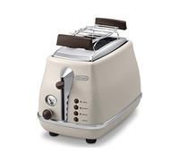 De'longhi CTOV 2103.BG - Tostadora Icona Vintage, 900 W, 2 rebanadas, acero inoxidable, beige