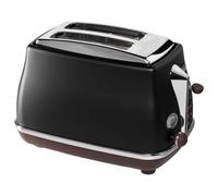 De'Longhi CTOV 2103.BK Tostadora Icona Vintage 900 W, 2 rebanadas, acero Inoxidable, negro
