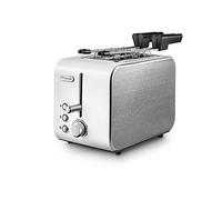 De'Longhi CTX2203.W Tostadora con pinzas, control progresivo del grado de tostado, 3 funciones, cajón recogemigas, patas antideslizantes, potencia 550 W, plástico, blanco