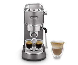 De'Longhi Dedica Arte EC885.GY, Máquina de Café Tradicional de Bomba, Máquina de Café Manual, Varilla de Vapor My LatteArt, Diseño Compacto de 15 cm de Ancho, Apto para Tazas de hasta 13 cm, Gris