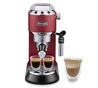 De'Longhi Dedica - Cafetera de Bomba de Acero Inoxidable para Café Molido o Monodosis, Cafetera para Espresso y Cappuccino, Depósito de 1.3 Litros, Sistema Anti-goteo, EC685.R, Rojo