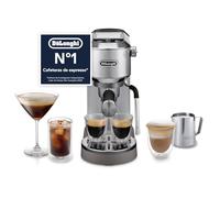 De'Longhi Dedica Duo - Cafetera Espresso Manual Cold Brew Metal | Cafetera con Espumador de Leche Manual, Espresso, Cappuccino, Monodosis ESE, Iconos Táctiles Color, Ancho 15cm, EC890.MD