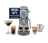 De'Longhi Dedica Duo - Cafetera Espresso Manual Cold Brew Verde | Cafetera con Espumador de Leche Manual, Espresso, Cappuccino, Monodosis ESE, Iconos Táctiles Color, Ancho 15cm, EC890.GR