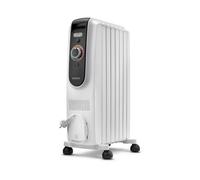 De'Longhi Dragon EasyTronic - Radiador de Aceite para Estancias hasta 45 m³, Calefactor Eléctrico con Termostato de Seguridad, 6 Aletas, Calefacción con 12 Niveles, Portátil, 1500W, Blanco (TRD50615)