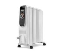 De'Longhi Dragon EasyTronic - Radiador de Aceite para Estancias hasta 75 m³, Calefactor Eléctrico con Termostato de Seguridad, 10 Aletas, Calefacción con 12 Niveles, Portátil, 2500W, Blanco (TRD51025)