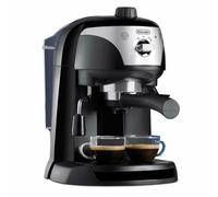 DeLonghi EC221.CD Cafetera de Bomba Tradicional, 15 Bar de presión, deposito de Agua 1L, espumador de Leche, Uso con café molido o filtros monodosis, 44 Decibeles, Acero Inoxidable, Negro