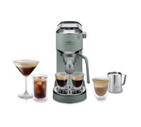 De’Longhi Dedica Duo - Perfetto Cafetera Espresso Manual Compacta con Espumador de Leche Manual, para Espresso, Cappuccino y Cold Brew, Iconos Táctiles en Color, Ancho 15 cm, Verde (EC890.GR)