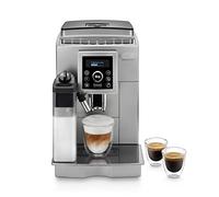 DeLonghi ECAM Cafetera automática compacta con suporte para tazas y con portafiltro, 1450 W, 1.8 L, plástico, plateado