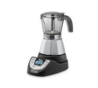 De'Longhi EMKP42.B Alicia PLUS - Cafetera Moka Eléctrica, 450 W, 2-4 Tazas, Plástico, Negro/Plata